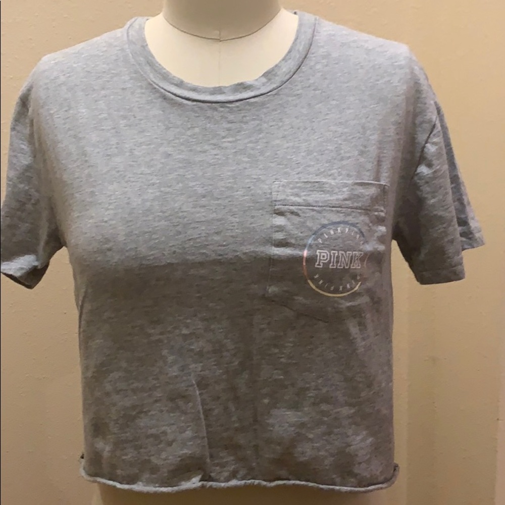 Pink cropped pocket tee